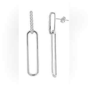 Sterling Silver White Paperclip Earrings